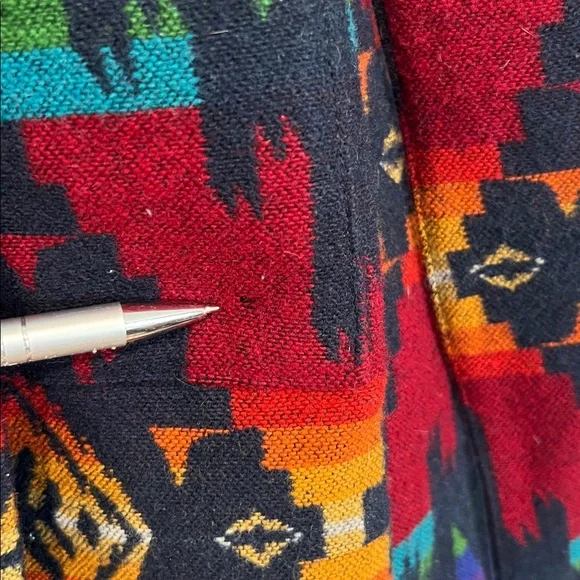 Pendleton Long Wool Jacket Shawl Collar Robe in Chief Joseph Aztec Design - Picture 10 of 16